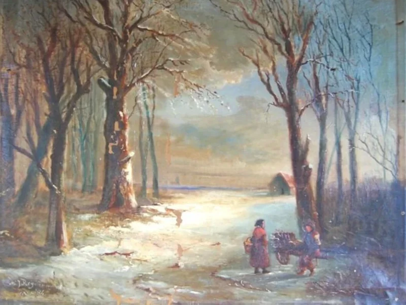 1829-Joannes Reynvaan - Veduta di una foresta in inverno
